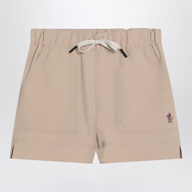 Moncler Grenoble Beige Shorts With Logo Patch Women