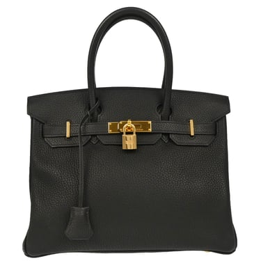 Hermes 2004 Black Taurillon Clemence Birkin 30 Handbag