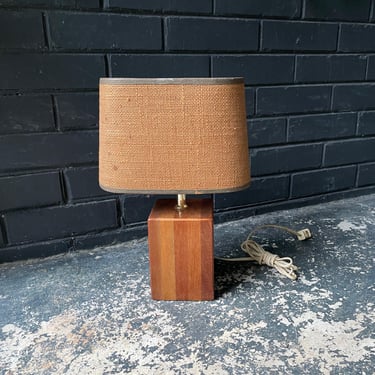 Vintage Brazilian Wooden Block Table Lamp Mid-Century Modernist CabinModern 