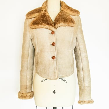 1970s Shearling Suede cropped Jacket S 