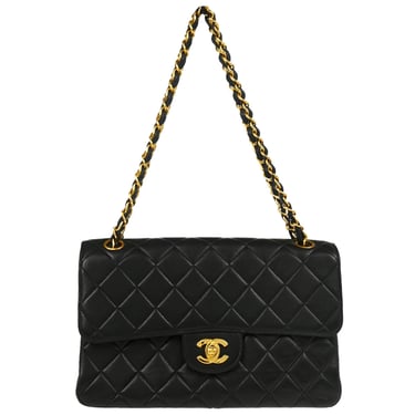 Chanel 1994-1996 Black Lambskin Double Sided Classic Flap Shoulder Bag