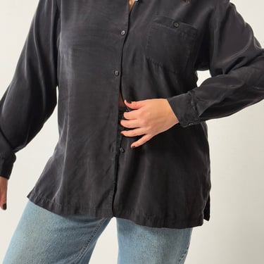 90s Faded Onyx Silk Blouse