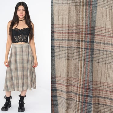 Buy Tartan A Line Midi Wool Skirt 1950'S Women Vintage Online in India 