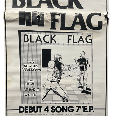 Vintage Black Flag "Nervous Breakdown" Promo Poster 90s Repro