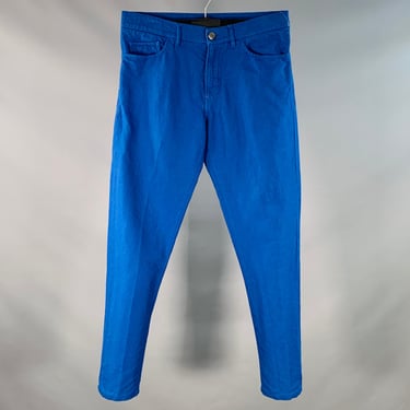 ISAIA Size 32 Blue Cotton Linen Five Pockets Tapered Zip Fly Casual Pants