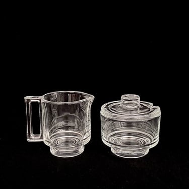 Vintage Mid Century Modern 1960s 1970s Glass Creamer Mini Pitcher & Sugar Bowl Set Joe Colombo Modernist Minimalist Design 