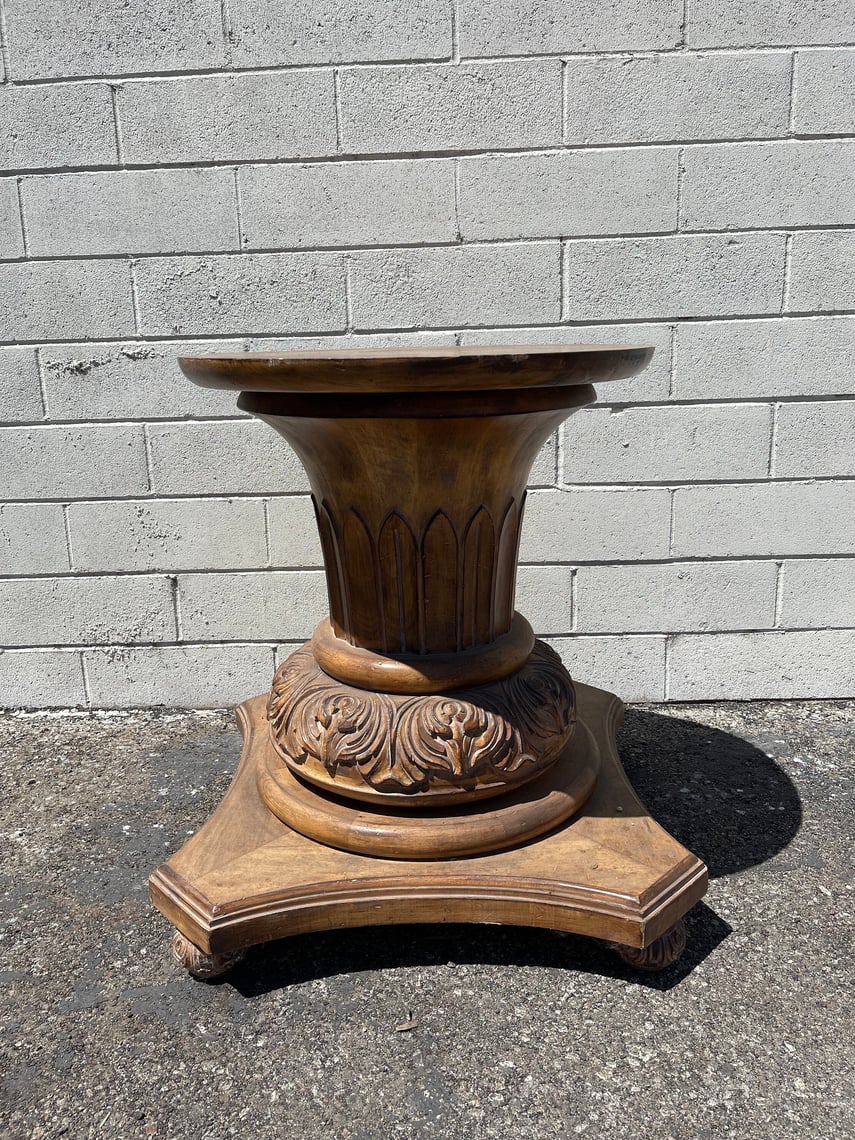 Vintage Carved Wood Table Base Dining Kitchen Pedestal French Italian