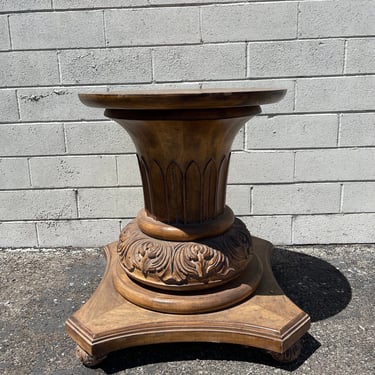 Vintage Carved Wood Table Base Dining Kitchen Pedestal French Italian Tuscany Rustic Foyer Table Beach Bohemian Boho Chic Style 