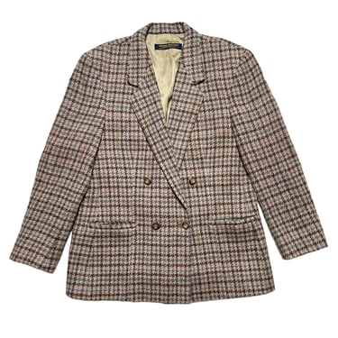 Vintage Women's BROOKS BROTHERS 100% Wool Tweed Jacket ~ size 10 ~ Double-Breasted ~ Blazer / Sport Coat ~ Houndstooth ~ 
