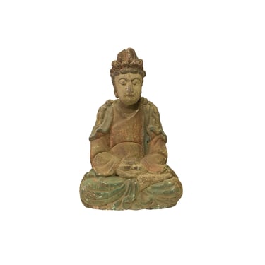 Rustic Wood Sitting Bodhisattva Kwan Yin Tara Buddha Statue ws3243E 