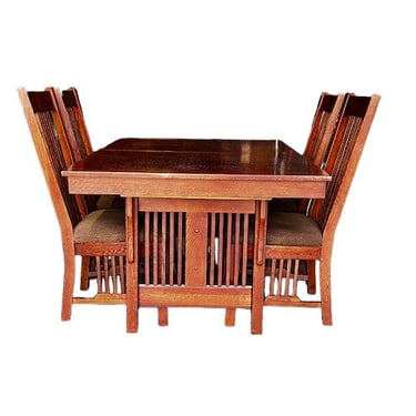 Mission Style Dining Table w/ Leaf &4 Chairs MTF158-43