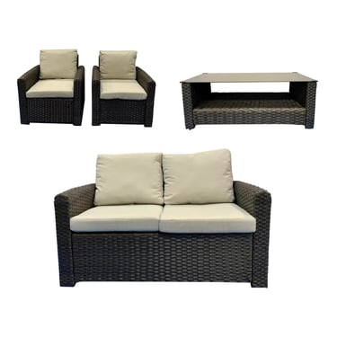 Modern Brown 4 Piece Outdoor Sofa Set