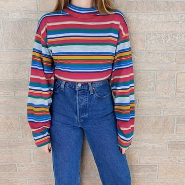 Vintage Rainbow Striped Soft Long Sleeve Shirt 