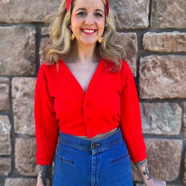 Vintage red cropped cardigan