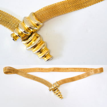 80s Vintage Gold Chain Belt Wedding Chain Snake Shell Thin Gold Metal Belt Small Medium Large Gold Metal Wedding DKCo Robert Lee Morris 