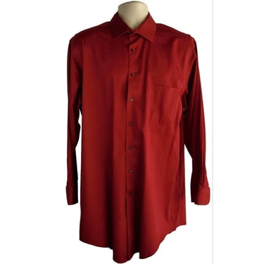 17.5 35/36 Tall Men's Dress Shirt Red Van Huesen Lux Sateen 