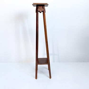 Vintage Art Nouveau Plant Stand | Wooden Pedestal 