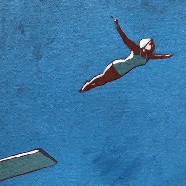 Diver | Original Acrylic Painting on Canvas 10 x 10 