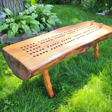 Vintage Large Log Table Cribbage Board 