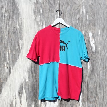 Mash Up T-Shirt in Red/Blue