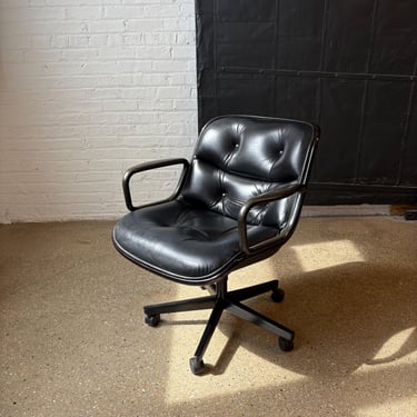 Knoll ‘Pollock’ Black Leather Black Frame Executive Office Armchair 