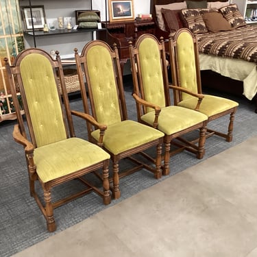 Mid-Century Chartreuse Dining Chair Set