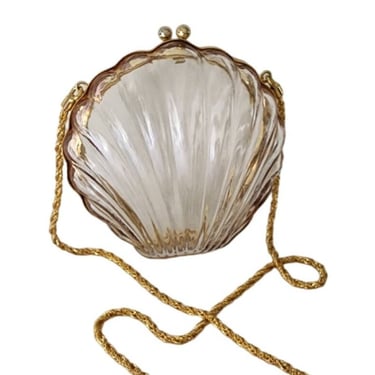 Vintage 50s Seashell Bag Clear Lucite Walborg 