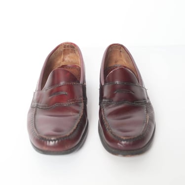 vintage LEATHER men's vintage PENNY LOAFER'S red/brown men's shoes - size 10 men's 