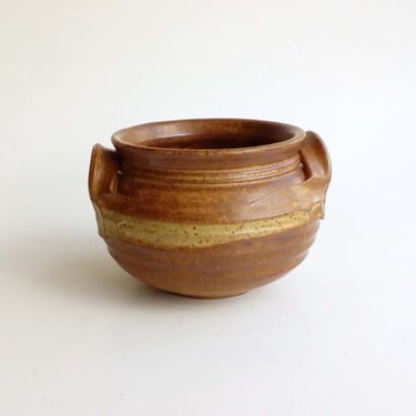 Vintage stoneware pot Rustic planter Farmhouse sugar bowl  Stoneware storage container Handmade pottery 