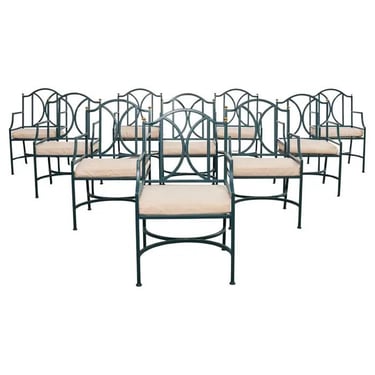 Set of Ten Neoclassical Style Iron Garden Dining Chairs