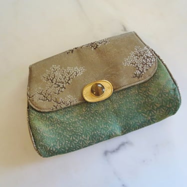 Vintage Chinese silk purse, 1960s, clutch, cocktail bag, Gump's San Francisco, tiger's eye clasp, wedding purse, gift 