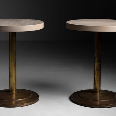Brass &amp; Wood Pedestal Table