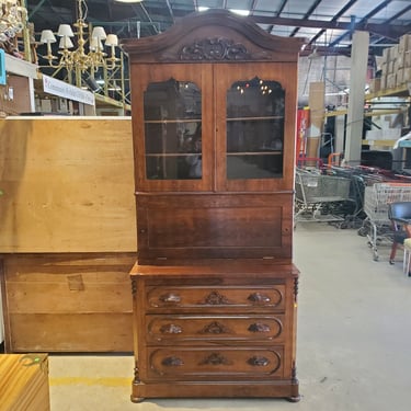 Victorian Carved Secretary Cabinet