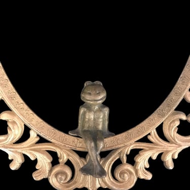 Adorable Vintage Brass Seated Frog Figurine | Ledge Display Animal Decor 