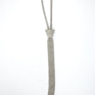 1990s Bauer Swarovski Crystal Brilliant Tie Necklace