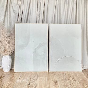 set of 2 framed abstract plaster wall art | 3d wall art | plaster art | plaster paint | plaster canvas art | arch decor | midcentury modern 