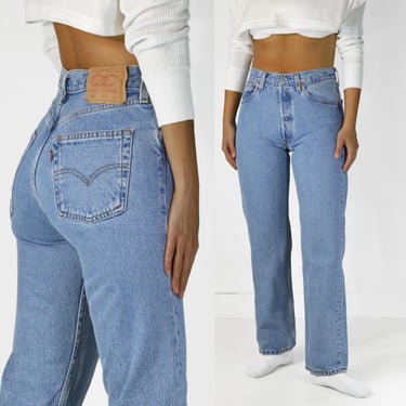 Vintage Levi's 501 Jeans W31 Tag, 27 Waist, 100% Cotton Denim, Button Fly 