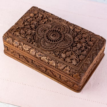 Vintage Carved Indian Rosewood Box