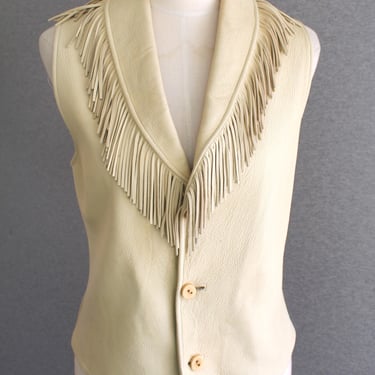 Buttery Buckskin - Fringed Leather Vest - Horn buttons - by Knights Leather , Custer SD 