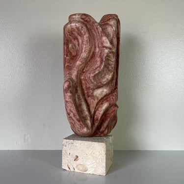 Vintage Abstract Free- Form Hand Carved Marble Sculpture 