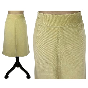 90s Y2K Corduroy Skirt Medium, Khaki Beige Midi Skirt, A Line Cotton 31" Waist Mid Rise, Casual Clothes for Women, Vintage J JILL Size 10 