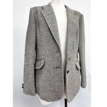 70's Oscar De La Renta Grey Wool Blazer Jacket Womens Suit Vintage 1980's, 1970's Classic Preppy Womens 