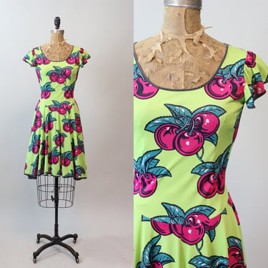 1971 1970s RARE ALLEY CAT Betsey Johnson cherry print dress xs small | new spring 