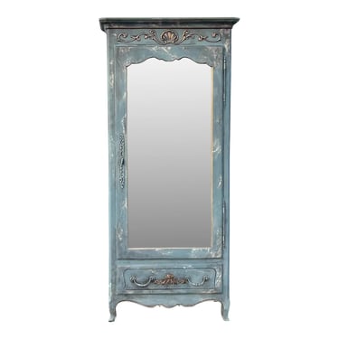 Ethan Allen Hand Painted Country French Mirrored Armoire 