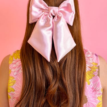 Pastel Pink Satin Hair Bow