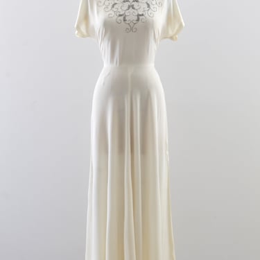 1940s Ivory Beaded Gown