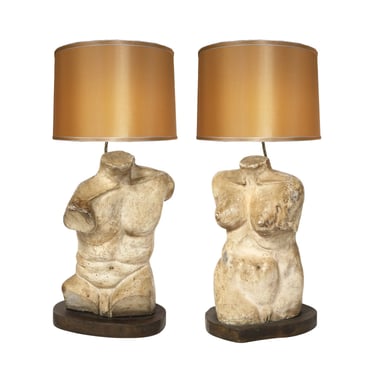 Philip & Kelvin LaVerne Rare and Important Torso Table Lamps ca. 1970 (signed)