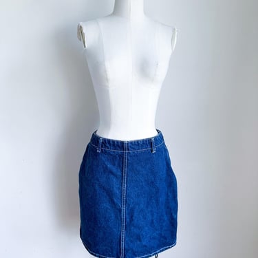 Vintage Denim Zip Side Mini Skirt / 26