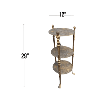 Victorian Style Cast Metal Three Tier Figural Shelf/Plant Stand