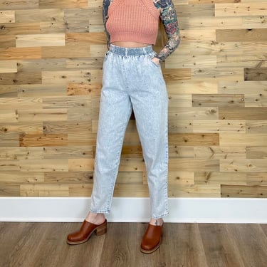 80's Vintage Pull On High Waisted Jeans / Size 25 26 